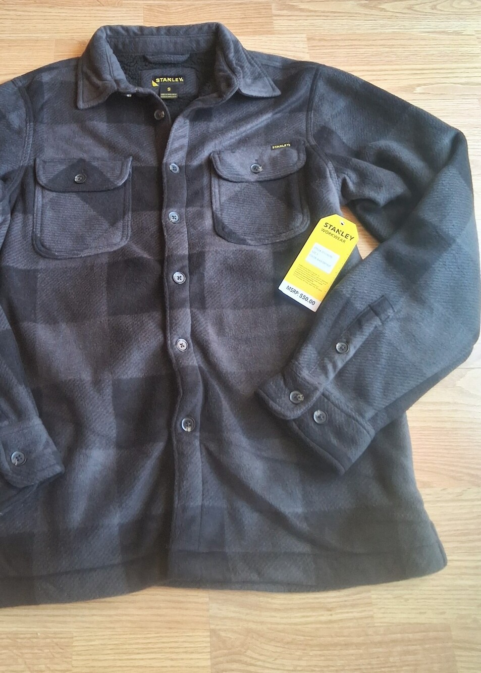 NWT Stanley Workwear, Black Gray Heavy Shirt,jack Shirt Mens MSRP $50 Sz Sm
